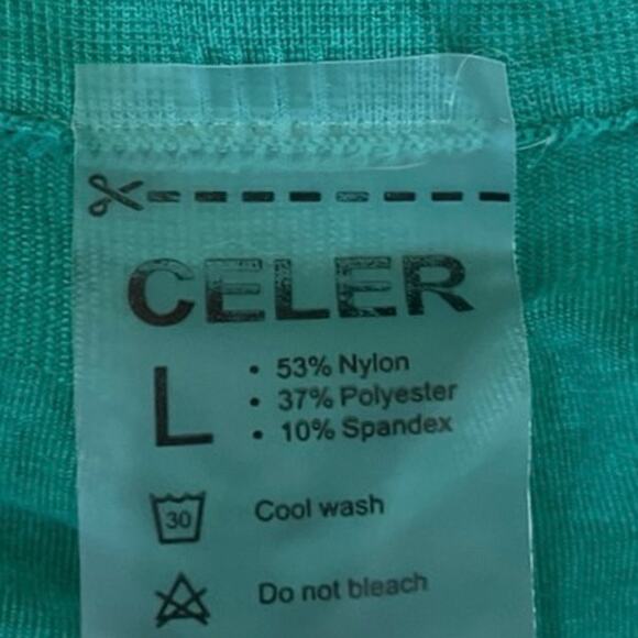 Celer Green High Rise Scrunch Back Pull On Workout Athletic Bike Short Size L - Picture 3 of 3